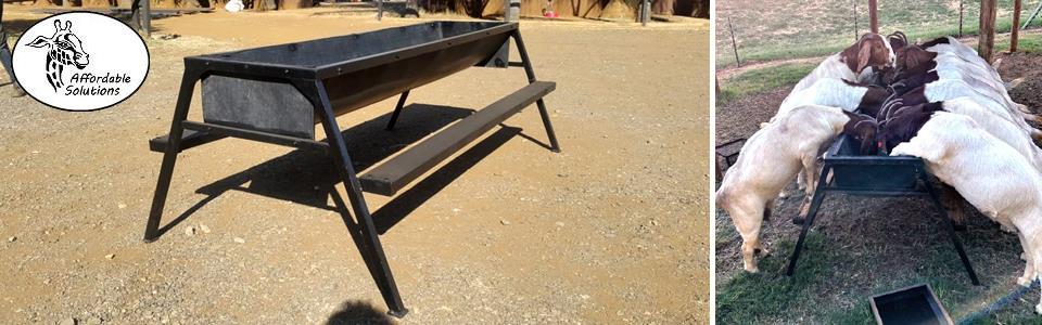 Goat feeding troughs