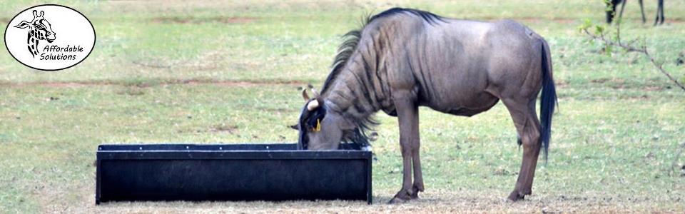 Wildlife game feeding troughs for springbuck, impala, blesbuck, wildebeest, nyala, kudu, giraffe